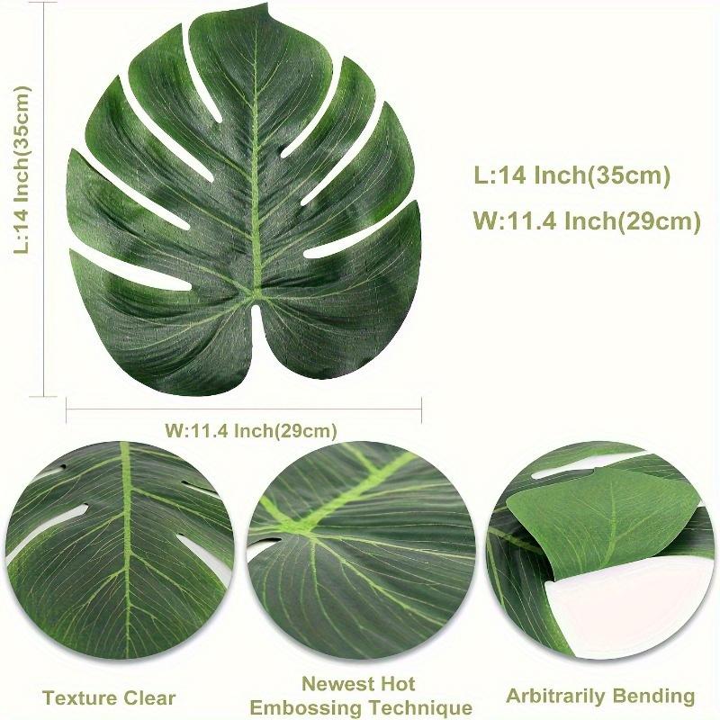 12/20pcs Large Artificial Tropical Palm Leaves, Faux Safari Leaves Monstera Fake Leaves,  Party Jungle Beach Theme Decorations