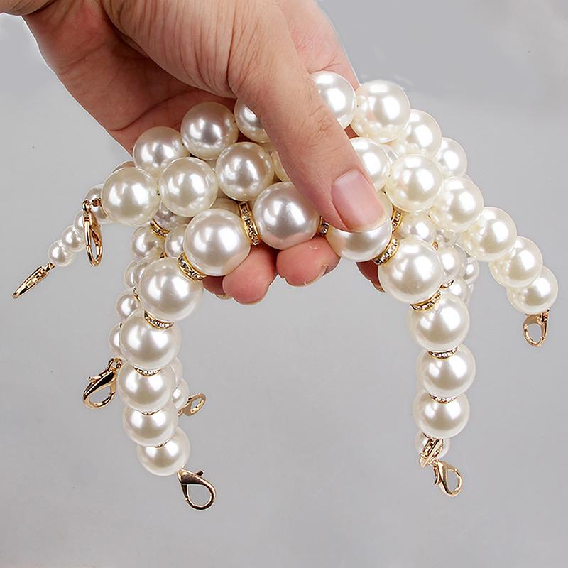 Classic Short Pearl Bag Beaded Handle Chain For Women Girls Bags Tote Bag Handle Replacement Pearl Chain Bag Accessories