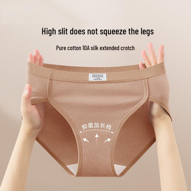 Autumn Mid-Waist Cotton High-Cut Panties for Girls