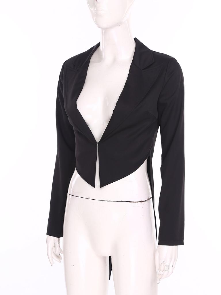 S-XL Женская винтажная фрачная куртка с заостренным лацканом, V-образный вырез, открытая спереди, длинный рукав, смокинг, верхняя одежда для коктейлей, официантки, косплея