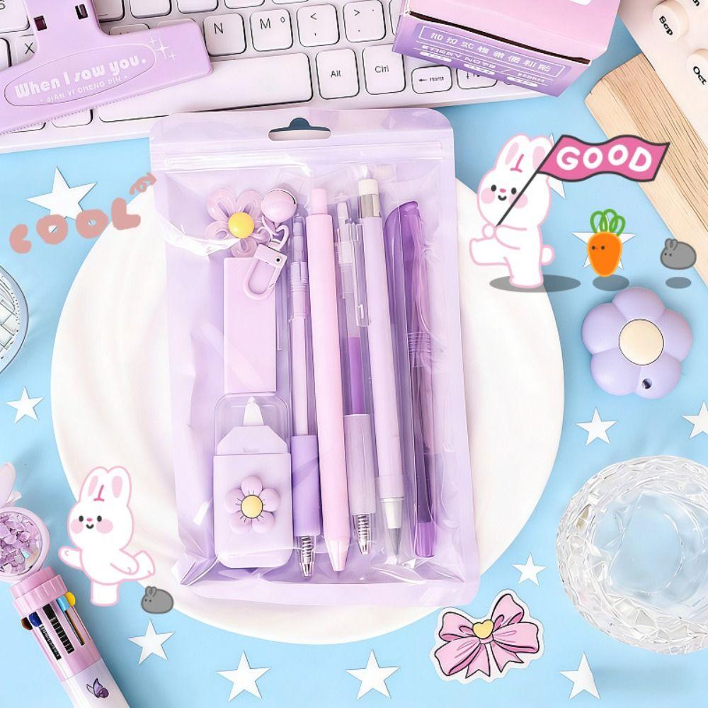 8-in-1 Stationery Set Flower Series Highlighter High Quality Correction Tape Students