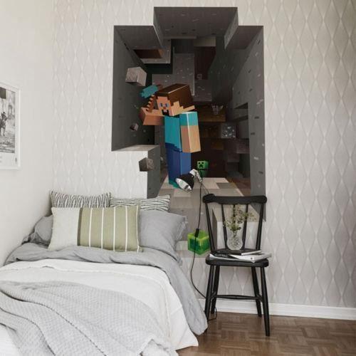Autocollant mural - Minecraft - 3D Decal - PVC - Multicolore - Gris