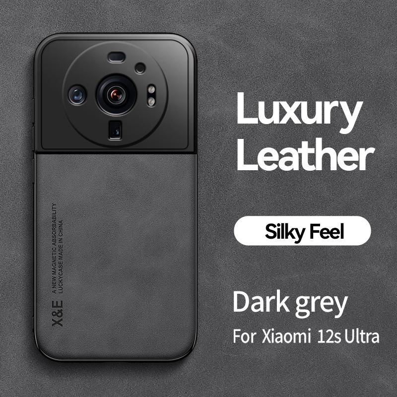 Чехол для Xiaomi Mi 12S Ultra, Кожаный чехол для телефона с магнитным держателем для автомобиля для Xiaomi Mi 12 S Ultra Mi12 S Ultra 6.73", Задняя крышка