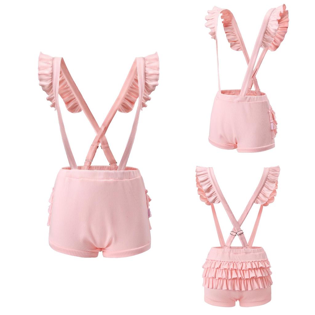 LittleForBig Комбинезон с оборками для взрослых [Пышные оборки] Цельный, Эластичный рубчатый материал, Розовый, Размер M