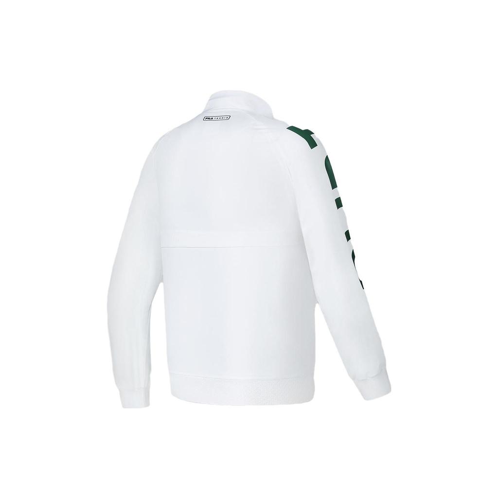 Fila Теннисная тканая куртка с принтом букв и воротником-стойкой для мужчин, белая A11M333707F-WT