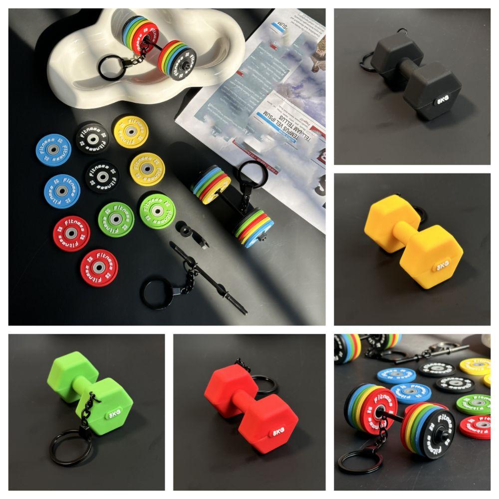 Barbell Sheet Dumbbell Keychain PVC Bag Pendant Unique Gym Feedback Gift Girl