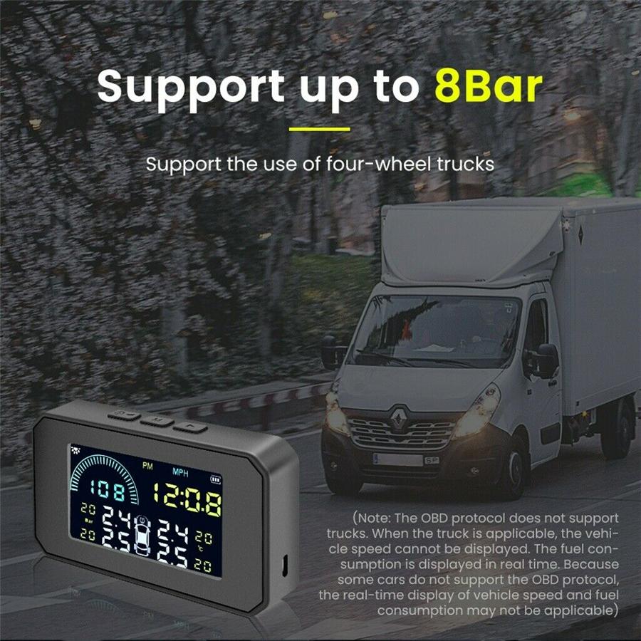 Автомобильная TPMS OBD2 HUD Беспроводная система контроля давления в шинах + 4 внутренних датчика