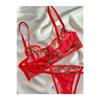 Cherry Red Thong Panty Bra Set