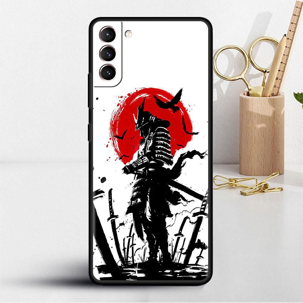 Мягкий чехол для Samsung Galaxy S20 FE S21 S22 S10 S9 Plus S8 Note 20 Ultra 10 Lite Чехол для телефона Пейзаж с чернилами Рисунок самурая Искусство