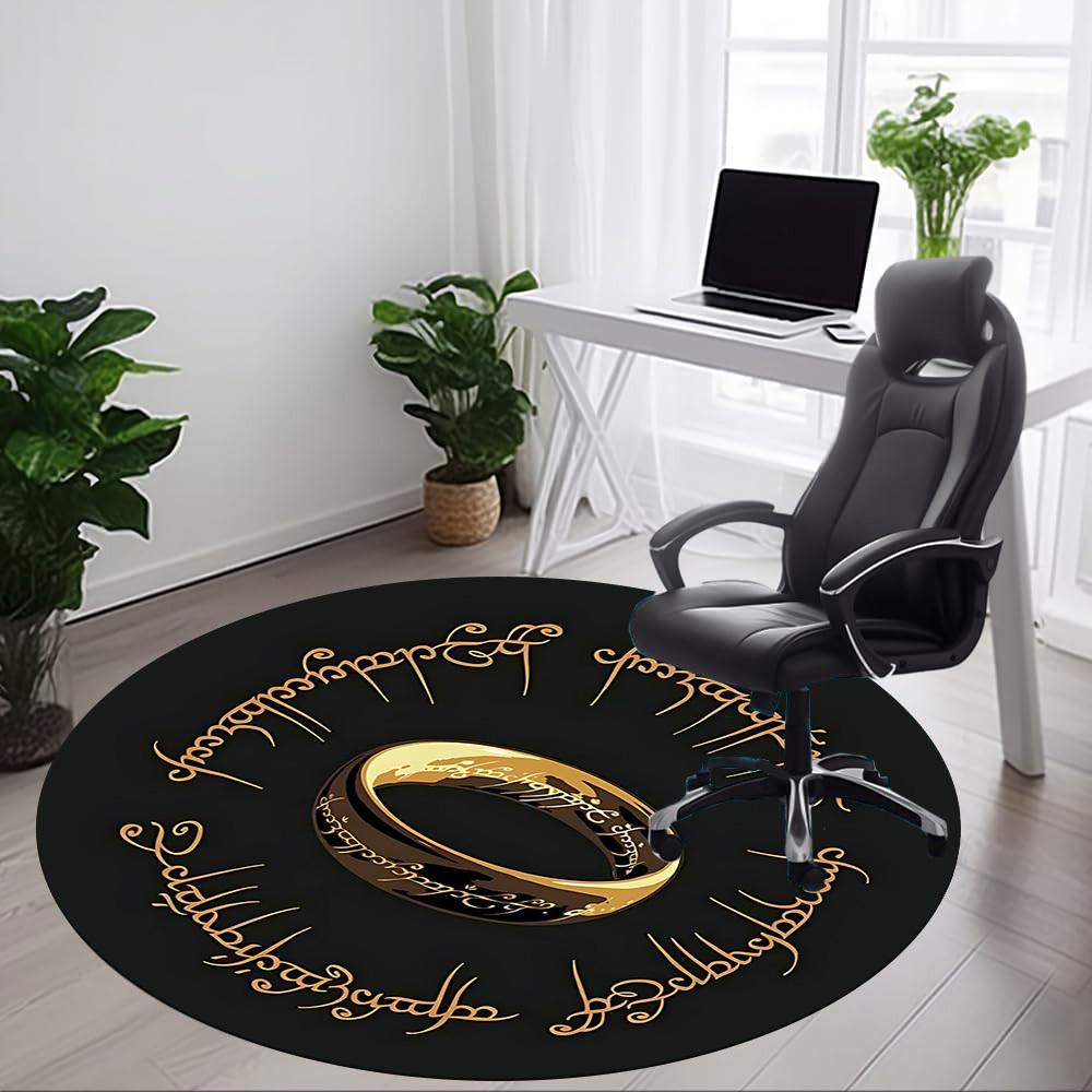 1pc Lord of the Rings Office Round Area Rug, Indoor Mat Suitable For Office,Bedroom Living Room Home Decor, Room Deco a0926011