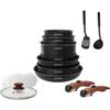 AM1502 15-piece Cookware Set - Removable Wood Effect Handle - All Heat Sources Including Induction