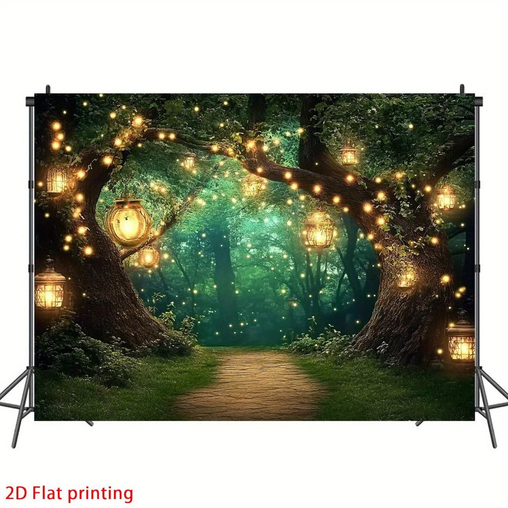 2D plane 1 piece of magical forest fairy garden background fabric with a festive theme