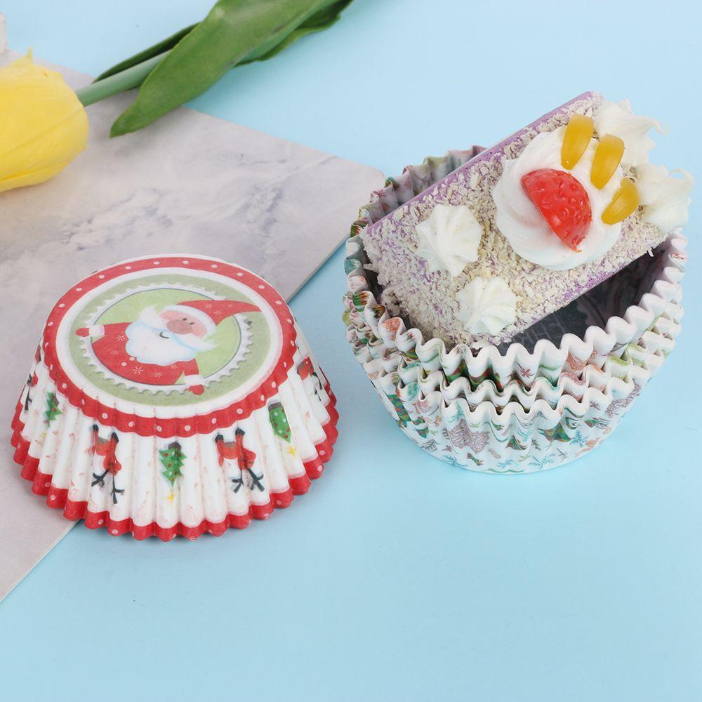 & Kitchen Liner Pastry Tools Cake Paper Cups Muffin Cases Cupcake Wrappers Santa Claus Christmas