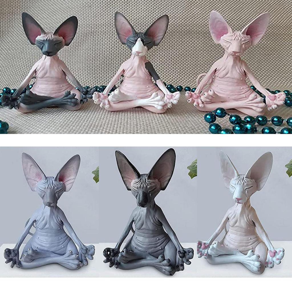 1PC Милая Медитация Кошка Коллекция Статуя Миниатюрная Ручная Работа Кукла Животных Украшения Дома