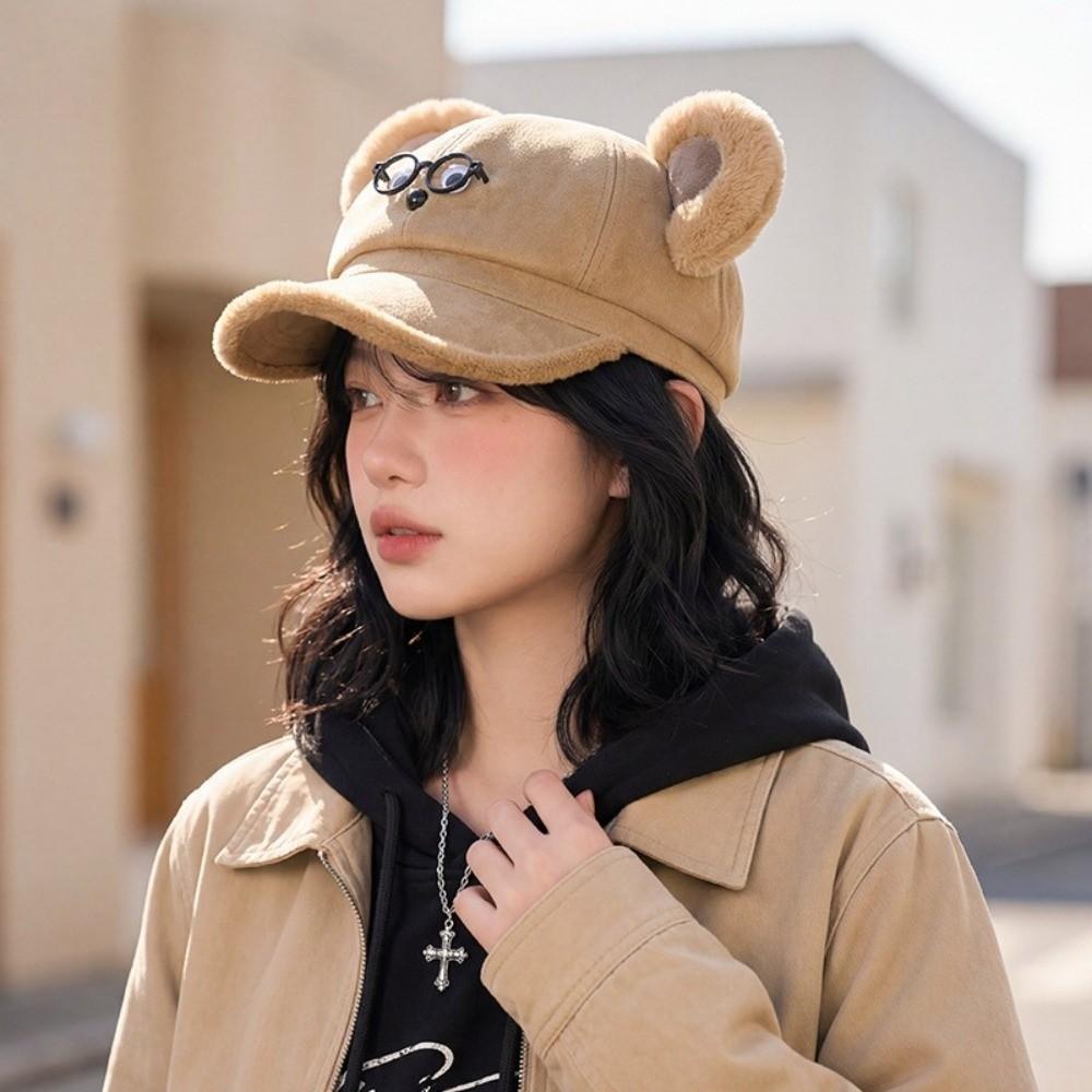 Thickened Octagonal Cap Cartoon Bear Beret Hat Cute Baseball Hat