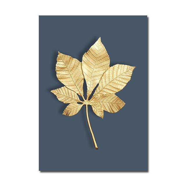 Abstract Plant Flower Wall Art Luxurious Golden Ginkgo Maple Leaves Poster Prints Home Living Room Wall Decor Picture No Frame