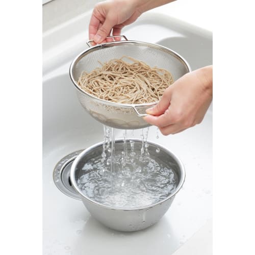 Yoshikawa Easy-Draining Colander and Bowl Set, Stainless Steel, Deep Bowl, Colander with Handles, Tsubame-Sanjo, Made in Japan, SJ1992