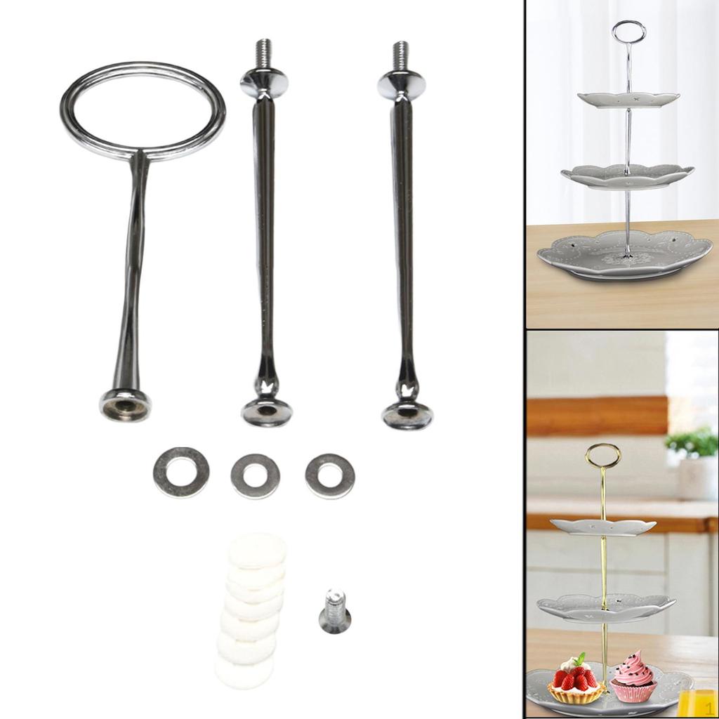 Cake Plate Stand Handle Hardware Rod Metal Dessert Holder 3 Tiers Cupcake Tray