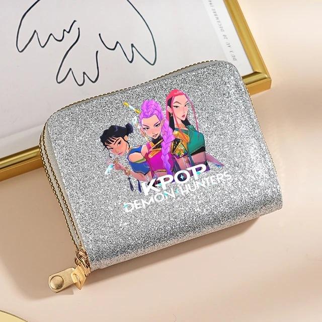 Kpop Demon Hunter Wallet Women Sequined Sparkly Coin Purse Fashionable Small Clutch Card Holder for Ladies