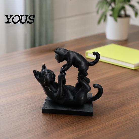 Декор для дома на кошачью тематику, Черная 3D-печатная фигурка, Современная статуэтка котенка, Коллекционная фигурка в форме животного, Украшение для стола в офис, Подарок любителям