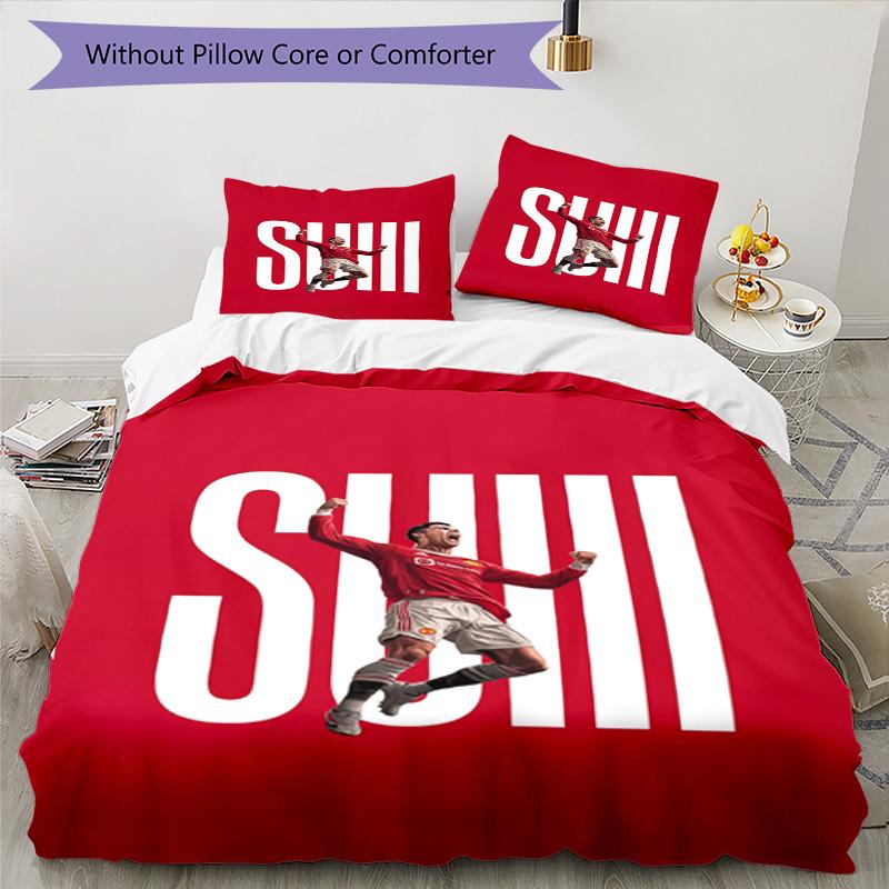 Ronaldo's Legacy Continues: Cr7's Journey Bedding Set, Breathable Duvet Cover with Pillowcases, Soft Bed Linen for Bedroom Home Decoration, Perfect Fe