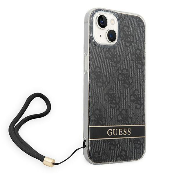 Etui do iPhone 14 Plus Guess Hardcase 4G Print Pasek Czarne