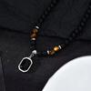 Black Beads With Square Pendant Necklace For Men Trendy Accessories Jewelry Male Gift Decoration
