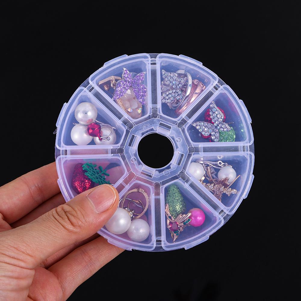 Круглые прозрачные бусины Контейнер для украшений Стразы для нейл-арта Кейс 8 ячеек Пустая коробка для хранения