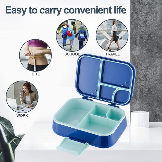 Ланч-бокс Bento с чашкой для соуса, вилкой, ложкой, контейнером для ланча с 3 отделениями, контейнерами для закусок без содержания бисфенола А, подходящими для детей, для девочек и мальчиков