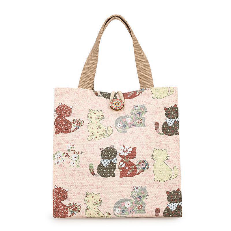 Fashionable Japanese Canvas Bento Bag - Stylish Lunch Tote for Office Workers and Moms