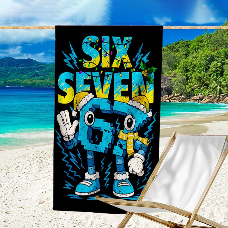 Space Adventure With Six Seven 67 Microfiber Beach Towel, Lightweight And Quick-Dry, for Summer Travel, Beach Essential, Swimming Pool Outdoor