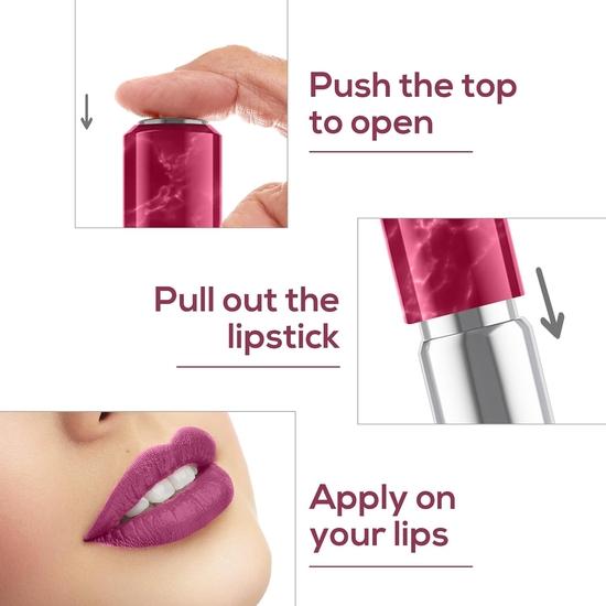 Помада RENEE Marble Lipstick - Viola 4 г, насыщенная с высоким содержанием цветных пигментов, увлажняющая, обогащенная маслом ши и витамином Е