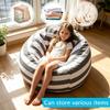 Kids Bag Chair with Stuffed Toy Storage, Soft Lounger for Children