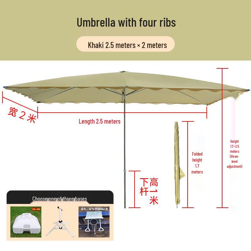 Large Rectangular Folding Patio Umbrella with Canopy Sun Protection