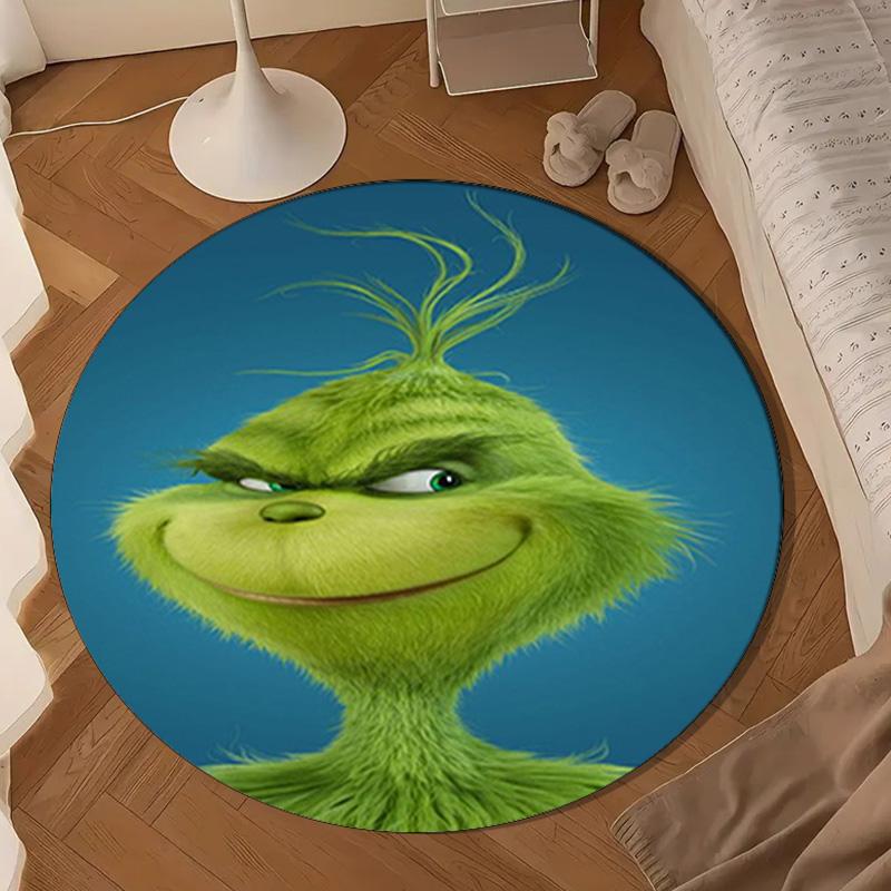 Green monster Christmas Spirit Round Rug for Livingroom,Bedroom, Palyroom, Chair Rug, Area rug, Circle Carpet, Large Size Fan Christmas gift