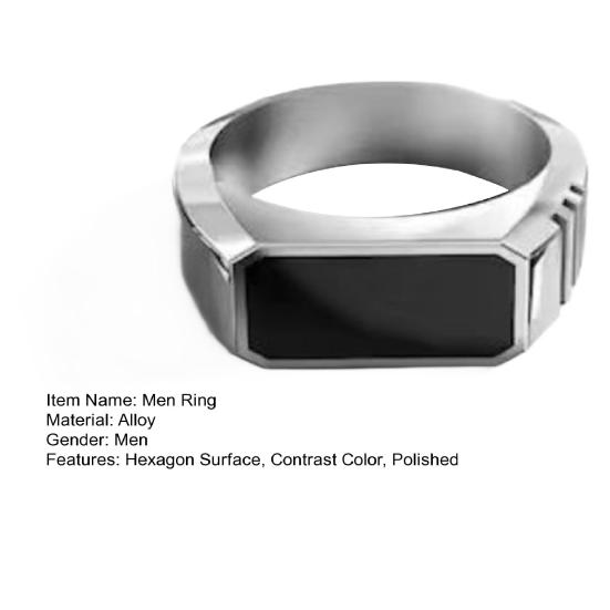 Кольцо Yousheng Retro, контрастный цвет, полированный сплав, шестигранная поверхность, простой стиль, разные размеры, антикоррозийное, легкое, ювелирное украшение на палец