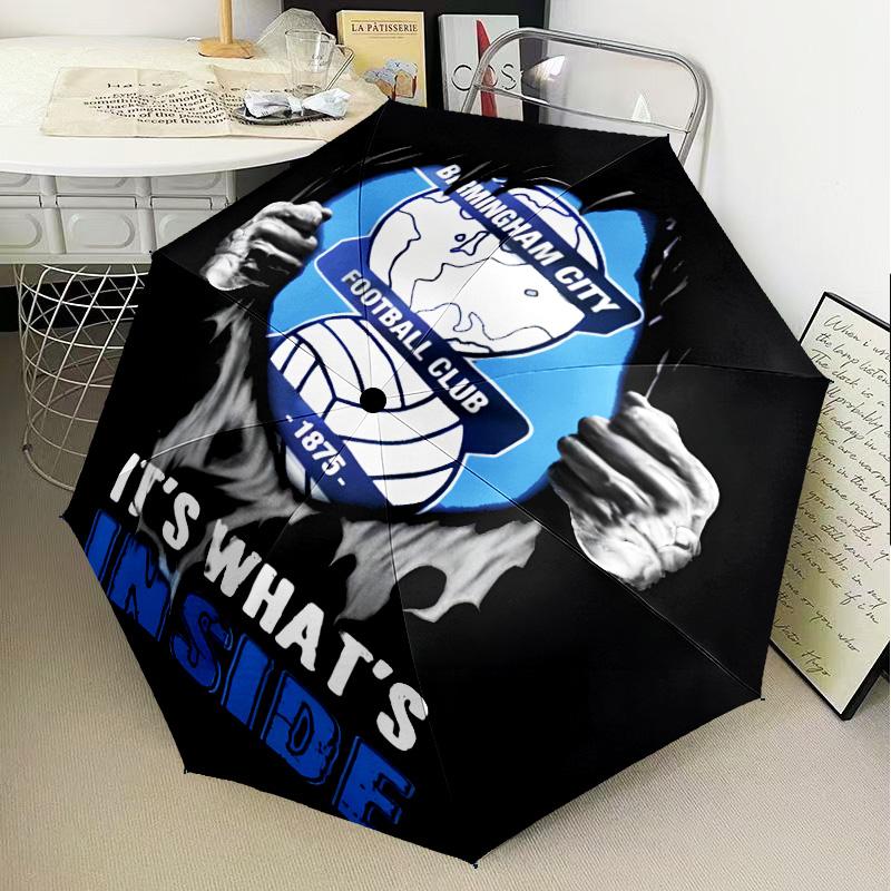 1PC Birming-ham Football Club Printed Umbrella Folding umbrella, automatic umbrella 8-Frame for Travel, camping Fan gifts Christmas Gifts