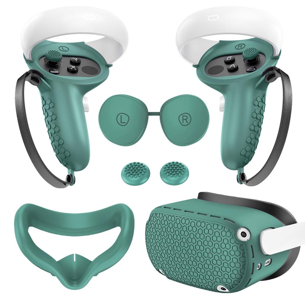 Five-Piece Silicone Protective Case Set for Meta/Oculus Quest 2: VR Controller and Main Unit Covers