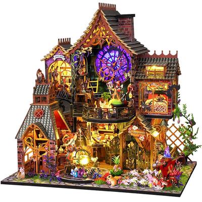Мойн мойн Кукольный домик Миниатюрный Набор для DIY для Начинающих Инструкции Сказка Черная Магия Светодиодная Подсветка Акриловый Кейс Бумажные Детали Напечатанные 2503dh454 Набор, 1/24