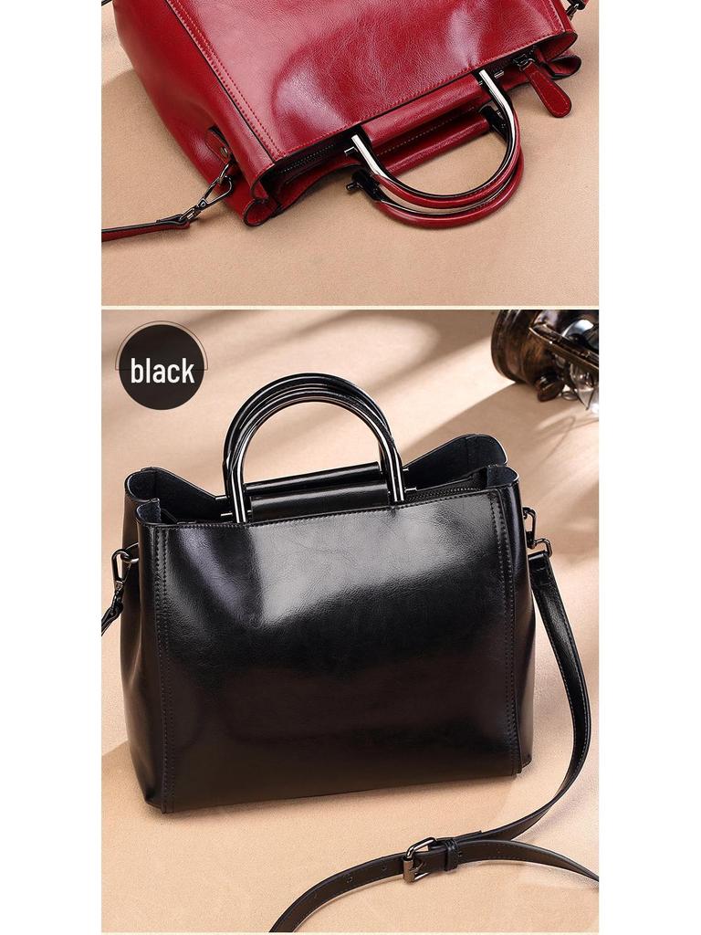 2024 Spring Women's Genuine Cowhide Handbags - Multifunctional, Large, Simple & Fashionable