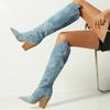 Fashion Women Knee Thigh High Boots New 2025 Autumn Winter High Heel Cowboy Long Boots Size 43 Slip On Woman Shoes