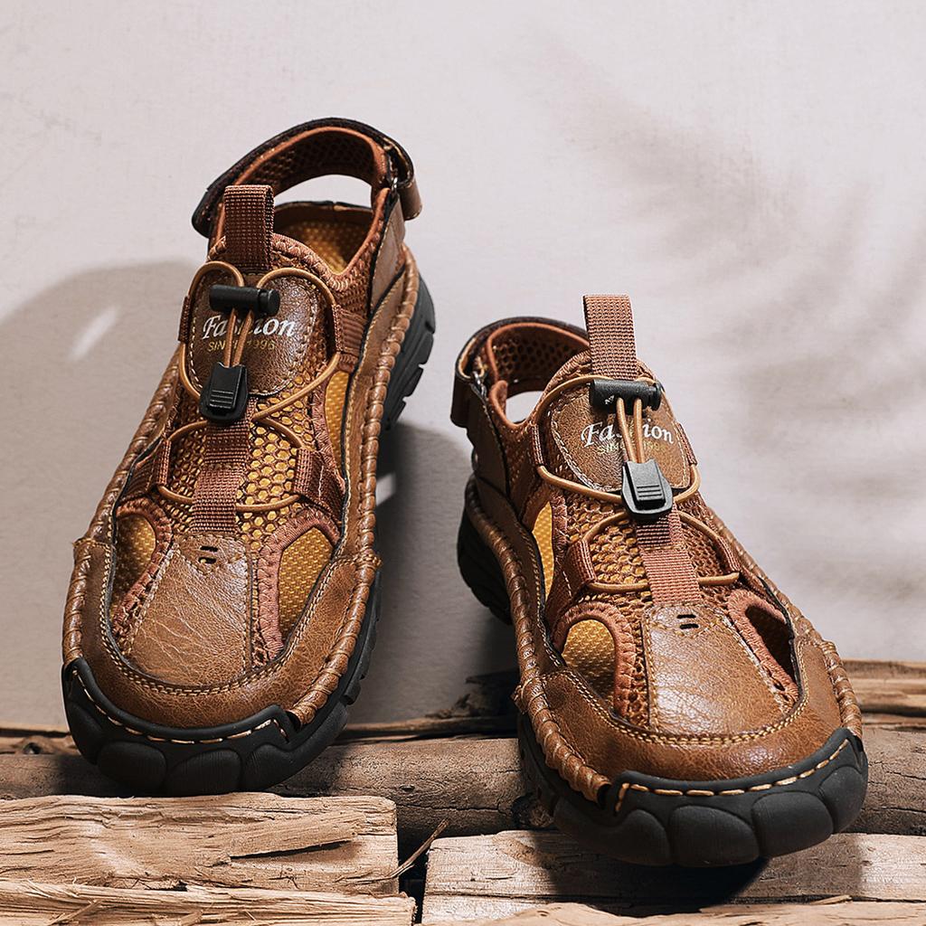 Летние мужские сандалии, сетчатые сандалии для улицы, мягкие сабо, сандалии ручной работы, дышащие легкие тапочки