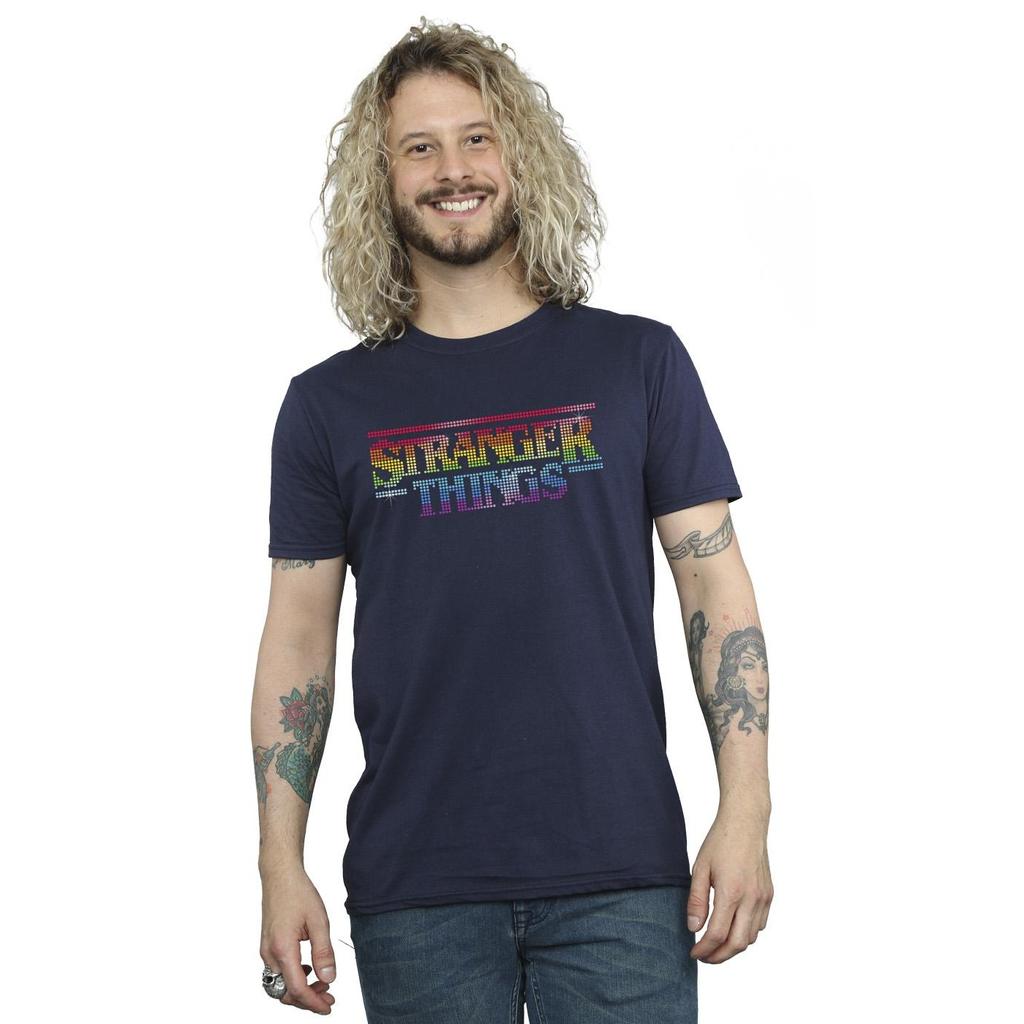 Netflix Mens Stranger Things Rainbow Dot Logo T-Shirt
