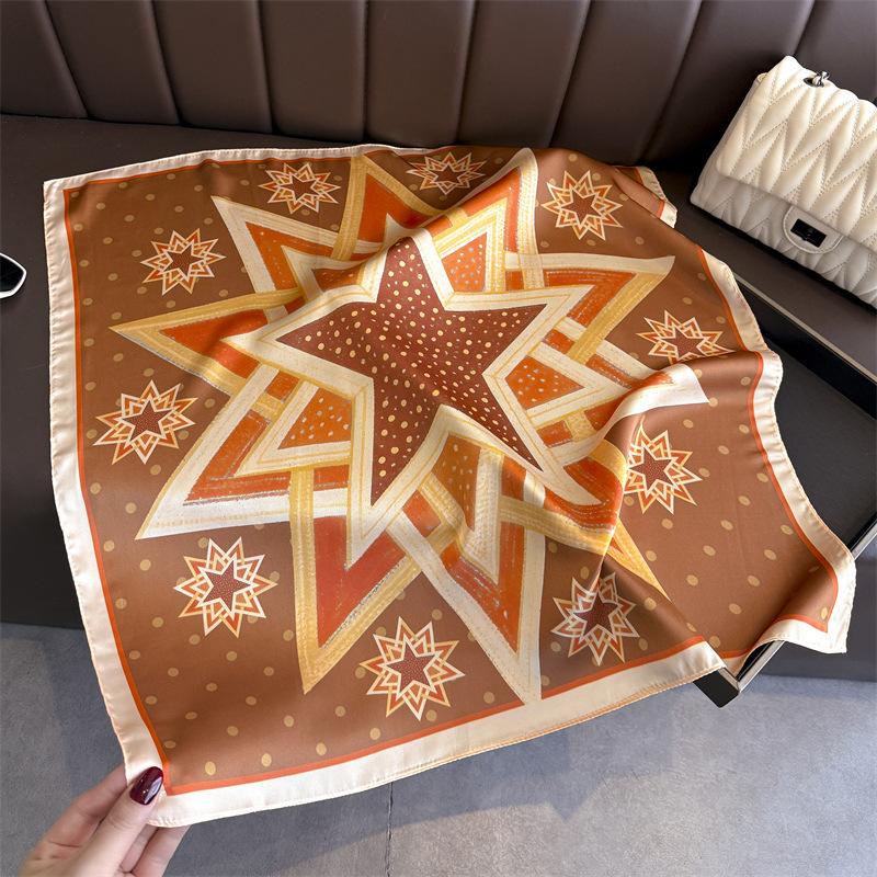 Modern retro printing fashion silk scarf square scarf high-end shawl sunscreen neck small square scarf headscarf women's scarf