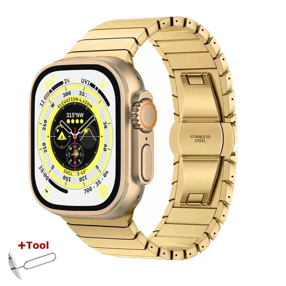 Ремешок из нержавеющей стали для Apple Watch Band Ultra 3/2/1 49мм 45мм 41мм 44мм 42мм 46мм Металлический звеньевой браслет iWatch 11 10 9 8 7 6 5