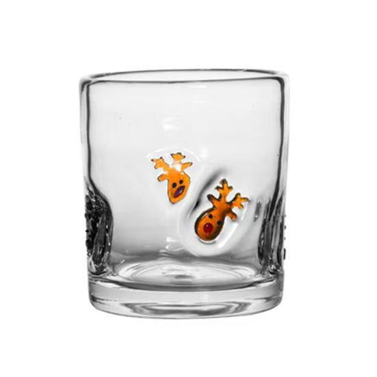 Yousheng Christmas Icon Glass Holiday Themed Stemless Drinking Glasses Unique Texture Design Glassware Christmas Thanksgiving Party Decor