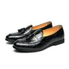 Men Black Loafers Leather Shoes Formal Business Flats Slip On Shoes Wedding Dress Prom Shoes Large Size