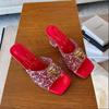 Дизайнерские массивные бриллиантовые сандалии женские носят новые летние шлепанцы большого размера женские сандалии 41-43 T28