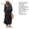 2 Pcs/Set Women Top Skirt Suit Round Neck Three Quarter Sleeve Slant Hem Vintage Top Drawstring Elastic Waist Loose Irregular Maxi Skirt Spring Daily
