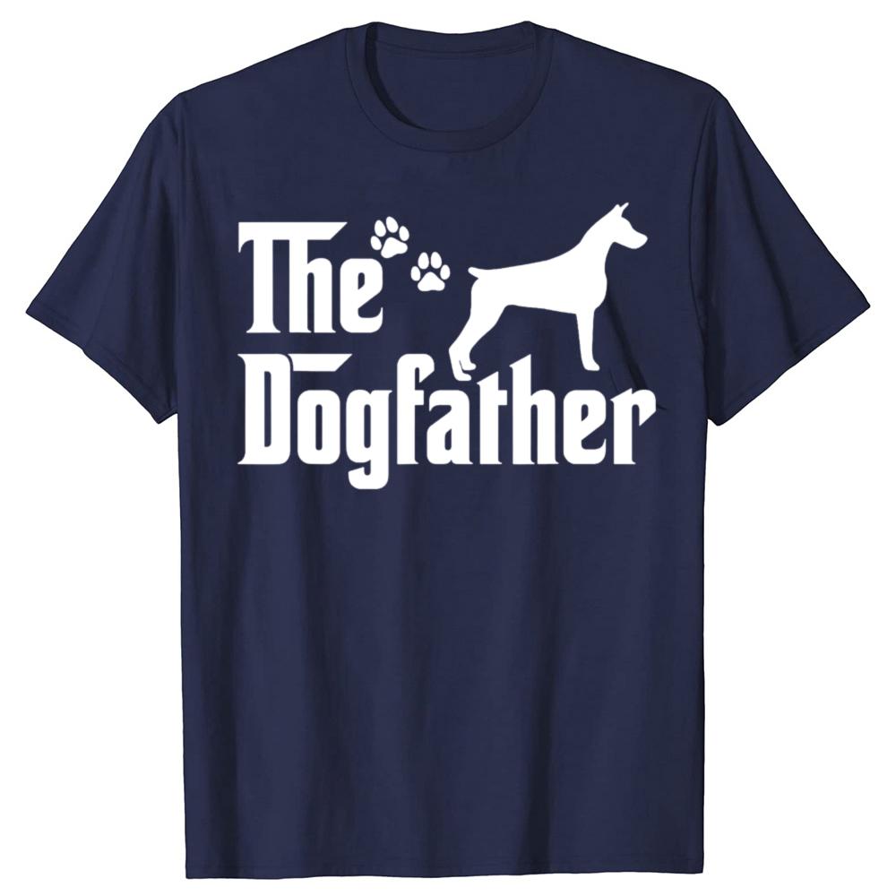 Забавные футболки The Dogfather на День отца Папа Собака Доберман Мужская Женская Мода Повседневная Футболка 100% Хлопок Свободная Футболка Оверсайз